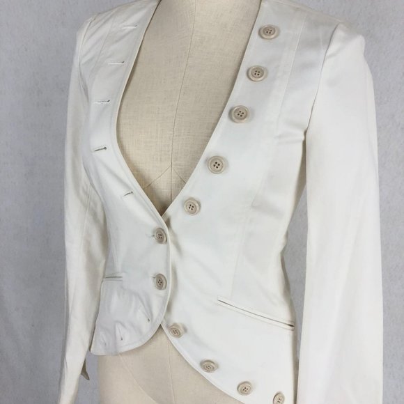 Elizabeth & James White Button Blazer Jacket Sz 2 - Picture 7 of 11